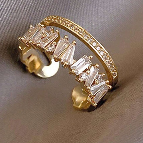 Stainless Steel Cubic zirconia Double Adjustable Ring - Picture 3 of 8